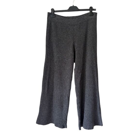 Nap Loungewear Cashmere Knit Ribbed Pants Flare Size L Gray Pull On - Picture 2 of 9